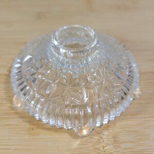 Candle Holder, Vintage Anchor Hocking Stars and Bars, Clear Pressed Glass